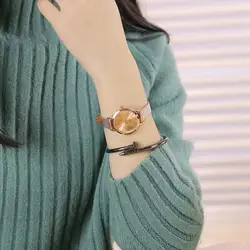 Модные женские часы циферблат из розового золота Женские Простые кварцевые наручные часы с сетчатым ремешком повседневные часы Relojes Para Mujer