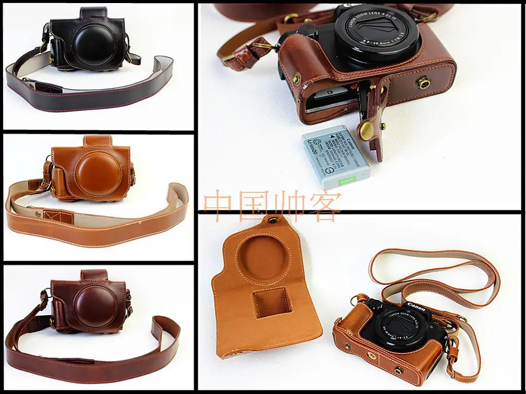 

High-grade Retro Vintage PU Leather Camera Case Cover Bag For Canon PowerShot G5X G5 X With Bottom Battery Opening