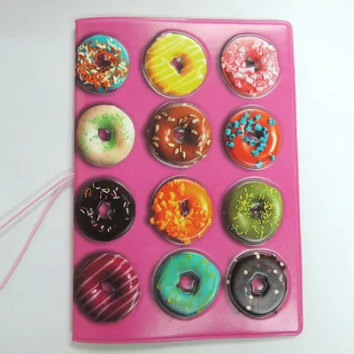 Девушки, Как Пончик Конфеты Обложка для Паспорта 3D Кожа PU Владельца паспорта Держателя Кредитной Карты Размер: 14*10СМ - Цвет: Doughnut Candy