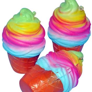 

1PCS Wholesale Jumbo Kawaii Squishy Rainbow Ice Cream Super Slow Rising Bread Bun Cake Sweet Charm Scented Kid Fun Toy Gift