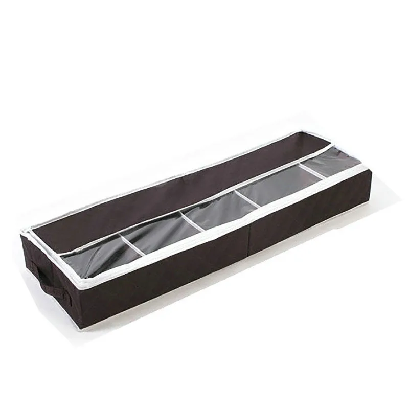 

Foldable Adjustable Shoe Box With Zipper Visual Partition Organize Storage Box For Boot Shoes Bamboo Charcoal Dustproof