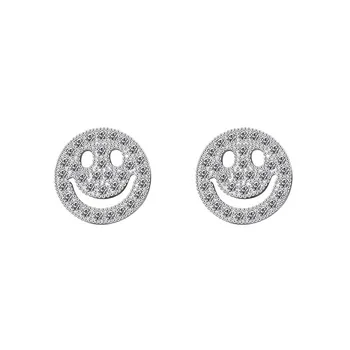 

10Pair Wholesale Fashion CZ Crystal Jewelry Smile Faces Stud Earrings for Women Lady Girl Earrings Boucle D'oreille Femme