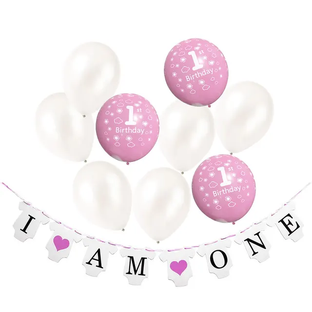 zljq 21 pcs 1 year old birthday girl baby shower party decoration banner i am