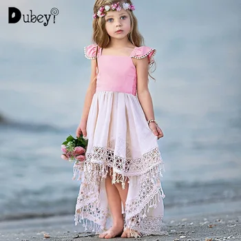 

Princess Dress Girls Costumes Summer Backless Flying Sleeve Little Mermaid Baby Girl Clothes for Holiday Beach Party