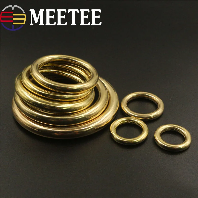 

5Pcs Solid Brass Bag Belt O Rings Dog Collar Metal Buckles Key Chain Rings Saddle Harness Belt Snap Hooks DIY Leather Craft