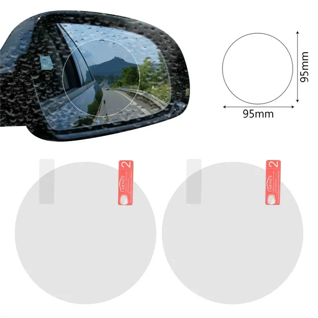 2PCS/Set Anti Fog Car Mirror Window Clear Film Anti-glare Car Rearview Mirror Protective Film Waterproof Rainproof Car Sticker -