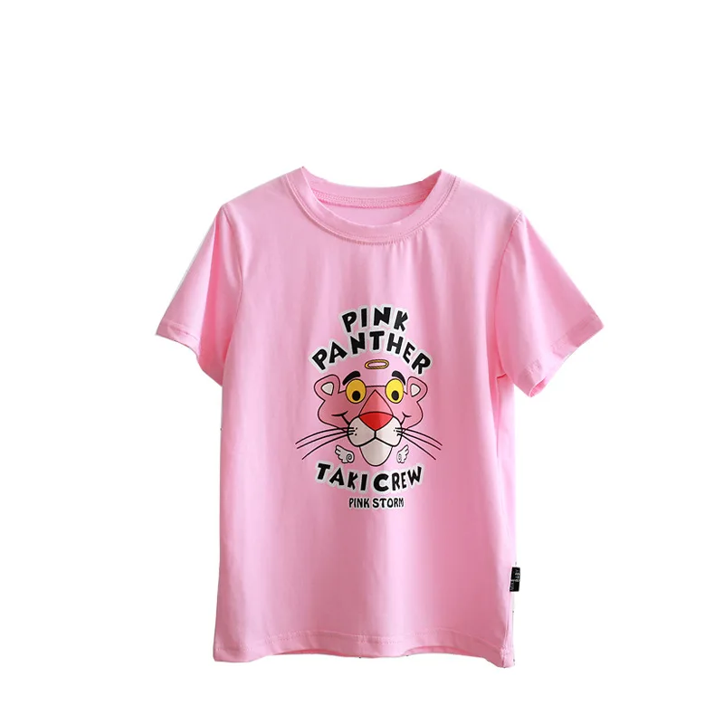 Семейные комплекты, футболка одинаковые парные наряды, футболка для сына, мамы, папы женские, мужские, детские футболки, летние розовые топы с пантерой, футболки для мамы и сына