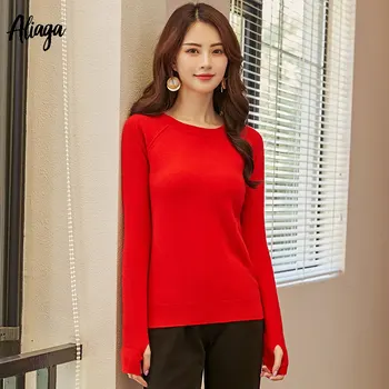 

Cashmere Sweater Women 2019 Spring Autumn Loose Knitted Pullovers Ladies Top 100% Goats Cashmere Sweater Jumper With Thumb Holes