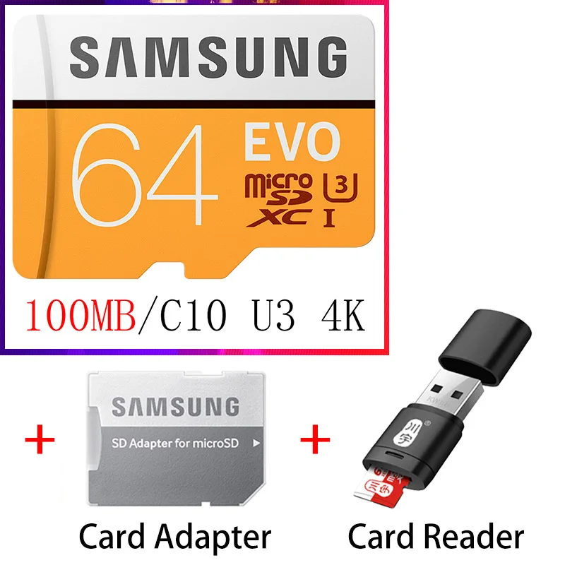 SAMSUNG карта памяти Micro SD карта, карта памяти Micro SD 32 gb 64GB 128 gb Microsd карты памяти SDHC C10 UHS-1 Макс 95 МБ/с. флэш-памяти TF карты памяти EVO SDXC 4K класса 10 - Емкость: MP64G-KT5-C286