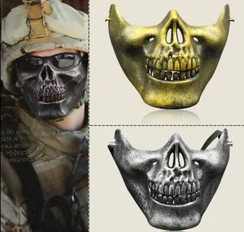 

2017 New CS Skull Skeleton Airsoft Paintball Half Face Protective Mask For Halloween Gift 100pcs/lot