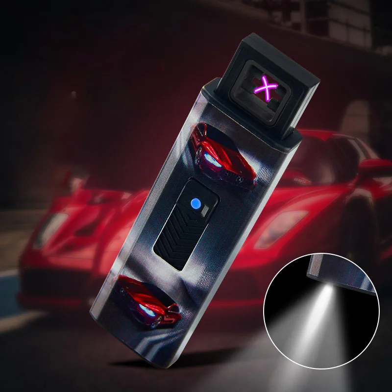 Мини Портативная USB Зажигалка двойная металлическая дуговая ветрозащитная