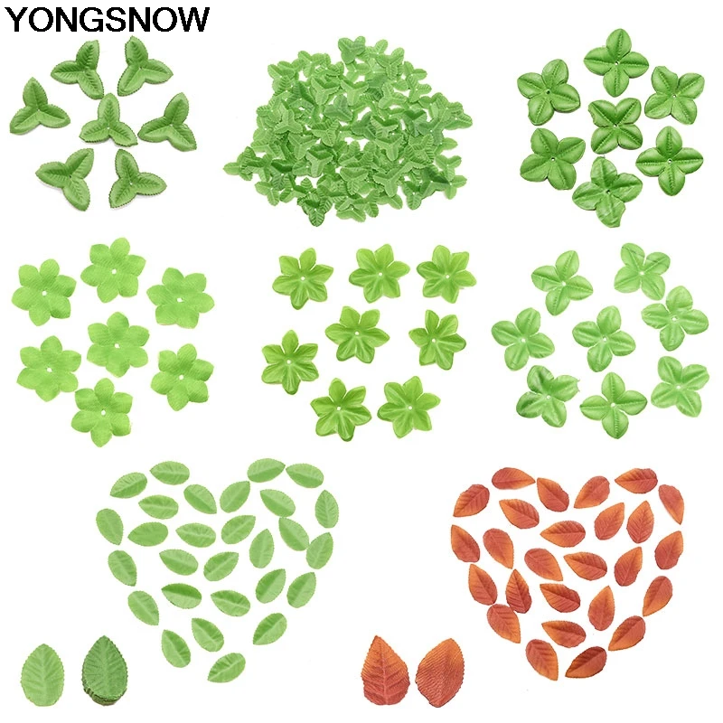 

20g Red Green Tree Rose Leaf Silk Artificial Leaves Wedding Home Decoration Needlework DIY Fleurs Scrapbooking Craft Accessories