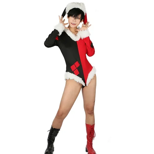 XCOSER костюм команды самоубийц, боди, женские вечерние костюмы на Рождество, Хэллоуин, сексуальный костюм для косплея, комбинезон и шляпа, новинка - Цвет: As shown