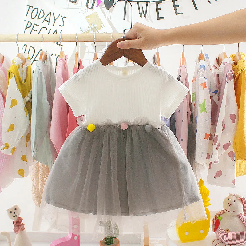 Модное платье для маленьких девочек; летние кружевные платья для малышей; одежда для маленьких девочек; одежда с короткими рукавами для маленьких девочек - Цвет: 2