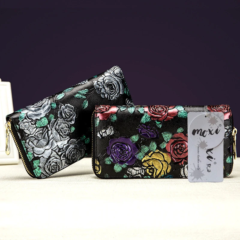 MOXI Длинный кошелек женский модный принт женский кошелек брендовый дизайн трендовая сумка для денег высококачественный кожаный кошелек для телефона держатель для карт