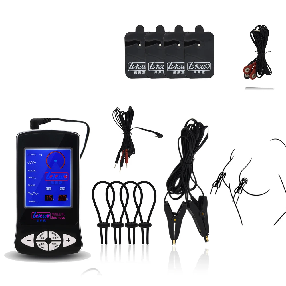 Electric Shock For Men Women Gay Kit Penis Cock Ring Nipple Clamps Body Massage Pads Electro Sex Medical Themed Toys | Красота и