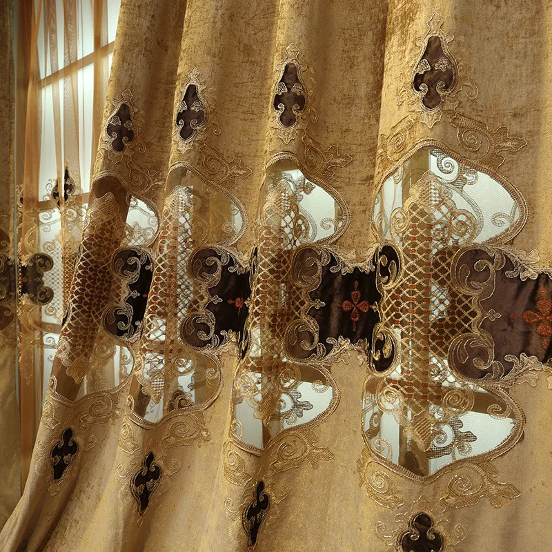Европейский роскошный синель жженая коричневая ткань занавески скрининг отвесный тюль для спальни гостиной окна пелмет балдахин