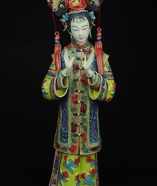 

13 China Royal Pottery Wucai Porcelain Art Crafts Woman Ladies Decoration Statue