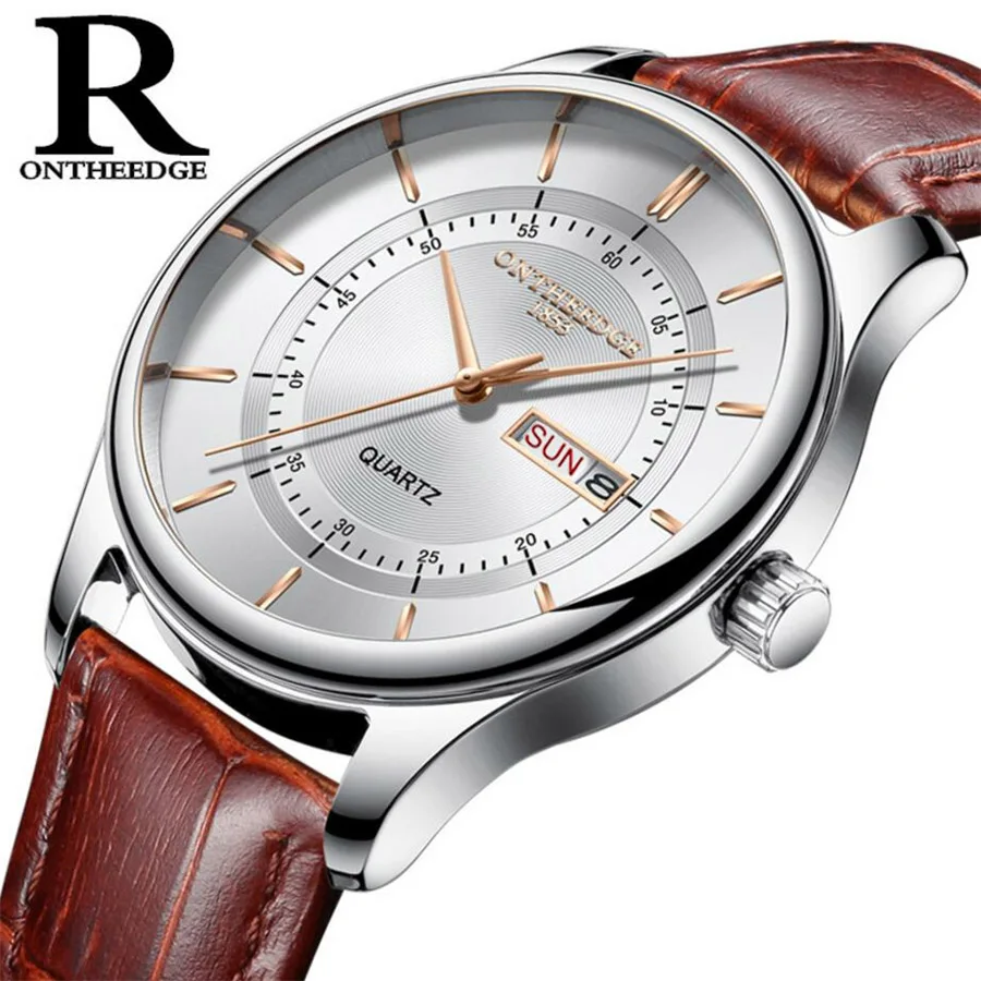 Минималистичные Стильные Мужские кварцевые прямые поставки часов новые модные простые коричневые часы мужские наручные часы подарки Авто Дата часы - Цвет: Silver