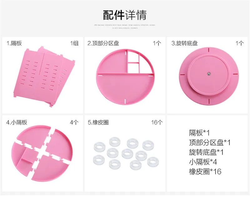 Вращающаяся на 360 градусов коробка-органайзер для макияжа, держатель для кистей, органайзер для ювелирных изделий, косметическая коробка для хранения косметики