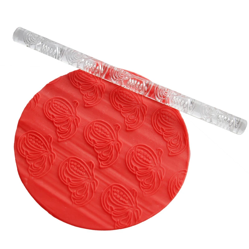

Gumpaste Tools Cupcake Topper butterfly acrylic rolling pin embossing rolling pin fondant cake decorating roller E210