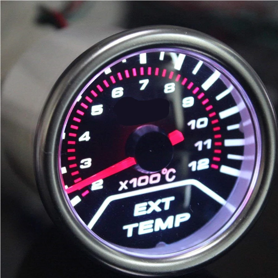 2" Inch 52MM Universal Car Exhaust Gas Temperature Gauge Smoke Lens Auto Car LED EGT Gauge Meter Pointer Sensor