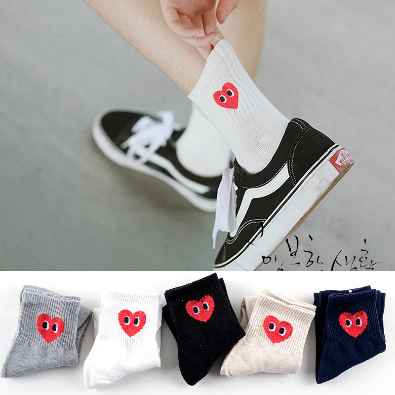 

Pure colors loving heart print socks eye autumn winter women cotton sock cute fun cartoon sweet breathable absorb sweat comfort