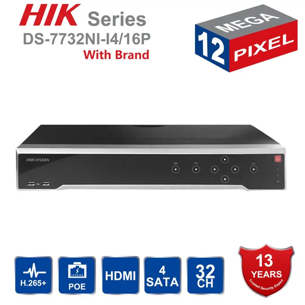 HIK оригинальный английский DS 7732NI I4/16 P видеорегистраторы 32 канала сигнализации NVR