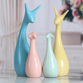 

Macaron color ceramics elephants deers rabbits Various animals figurines Home Decor porcelain people crafts room decorations