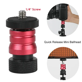 

1/4" Thread to 1/4" Mount Photo Quick Release Mini Ball Head with Detachable Plate for Monitor LED Lamp Camera DSLR Holder