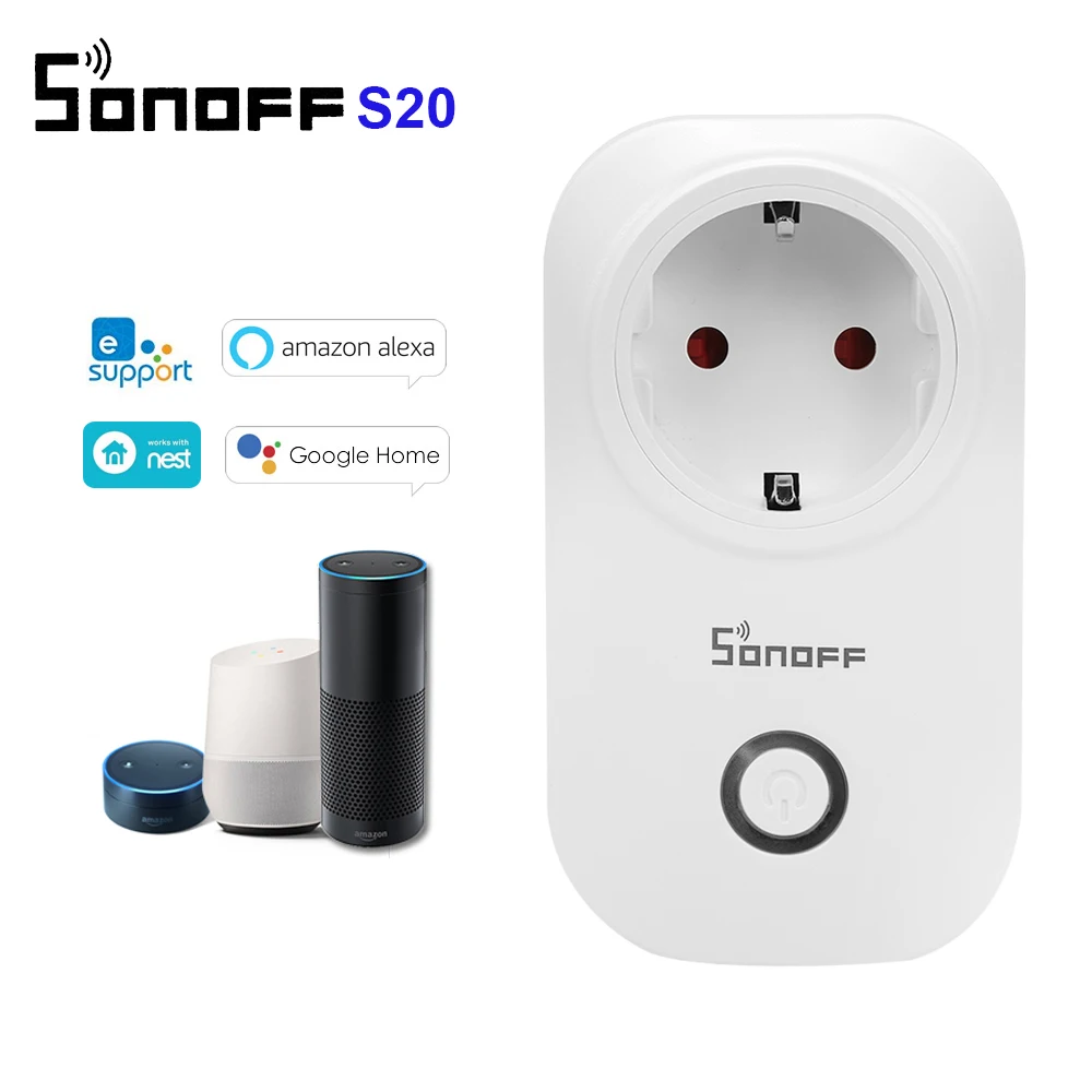 

SONOFF S20 ITEAD Smart WiFi Socket Wireless APP Remote Smart Home Power Socket Timer Switch for Amazon Alexa Google Home Plug