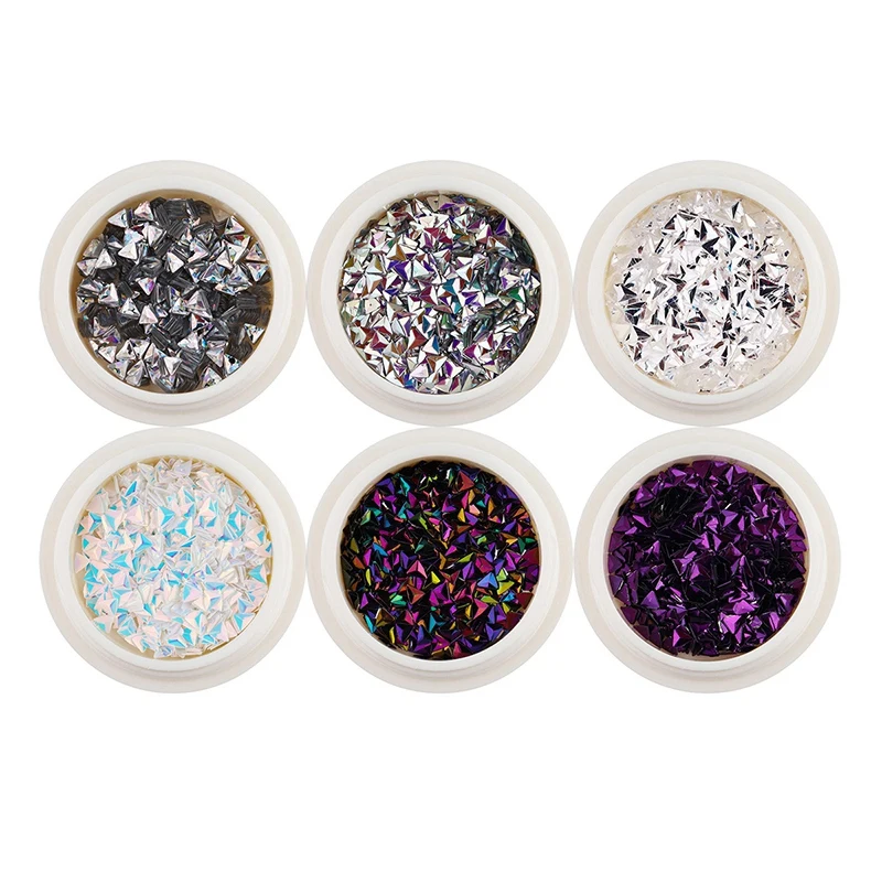 

Monja 6 Boxes/Pack Nail Art Shining Ab Colorful Sequins triangular 3D Diy Design Glitter Flakes Manicure Decorations
