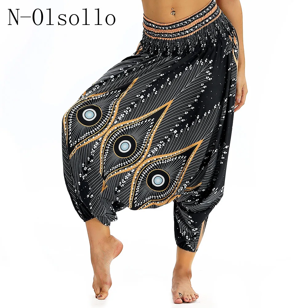 

N-olsollo 5 Design 2018 New Pattern 3D Eyes Print Bohemian Clothing For Women Harem Pants Loose Fitness Causal Wide Leg Trousers