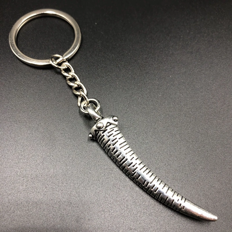 

2019hot! 3D Stereo Silver Metal Spike Keychain Mini Secret Weapon Retro Long Chain Keychains Fur Keychain