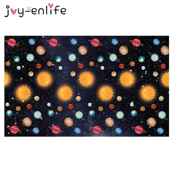 

UFO Solar System Outer Space Birthday Tablecloth Decoration Spaceship Astronaut Rocket Theme Birthday Party Supplies 110x180cm