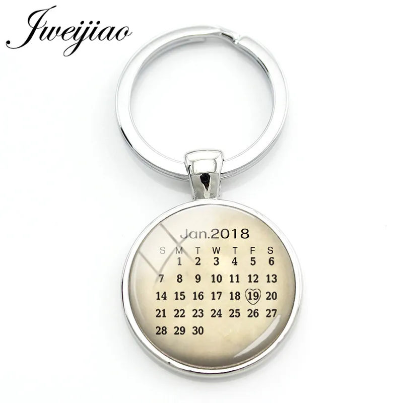

JWEIJIAO Personalized Custom Calendar Keychain,The Specific Date /month/year Calendar Key Chain Date Highlighted With Heart NA01
