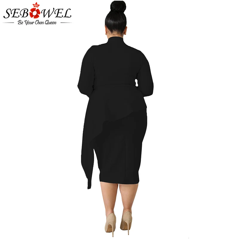Black-Bowknot-Mock-Neck-Plus-Size-Bodycon-Dress-LC610372-2-2 