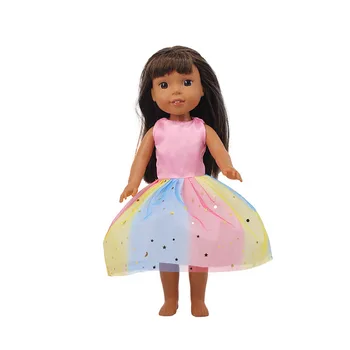 

The new fashion style rainbow dress with fresh chip is suitable for the 14.5-inch American doll