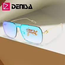 DENISA Top Ice Blue, зеркальные солнцезащитные очки, оттенки, фирменный дизайн, квадратные солнцезащитные очки для мужчин, тренд для женщин Heren Zomer Brillen G23064