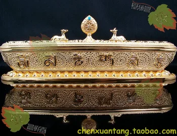 

Original (thicker type) 13-inch gold-plated zinc alloy Deer Falun tantric mantra Om lying incense burner carved eight auspicious