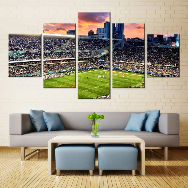 Us 6 96 49 Off 5 Pieces Chicago Bears Stadium Modern Home Wall Decor Painting Canvas Art Hd Print Painting Canvas Wall Picture For Home Decor In