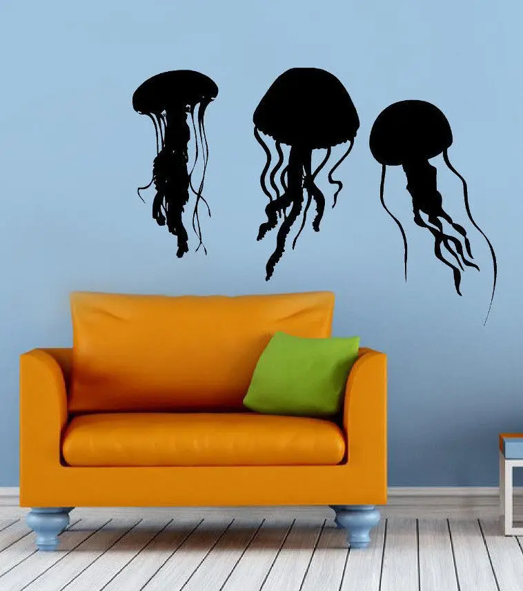 Jellyfish Vinyl Wall Decal Ocean Sea Animal Jellyfish Wall Sticker