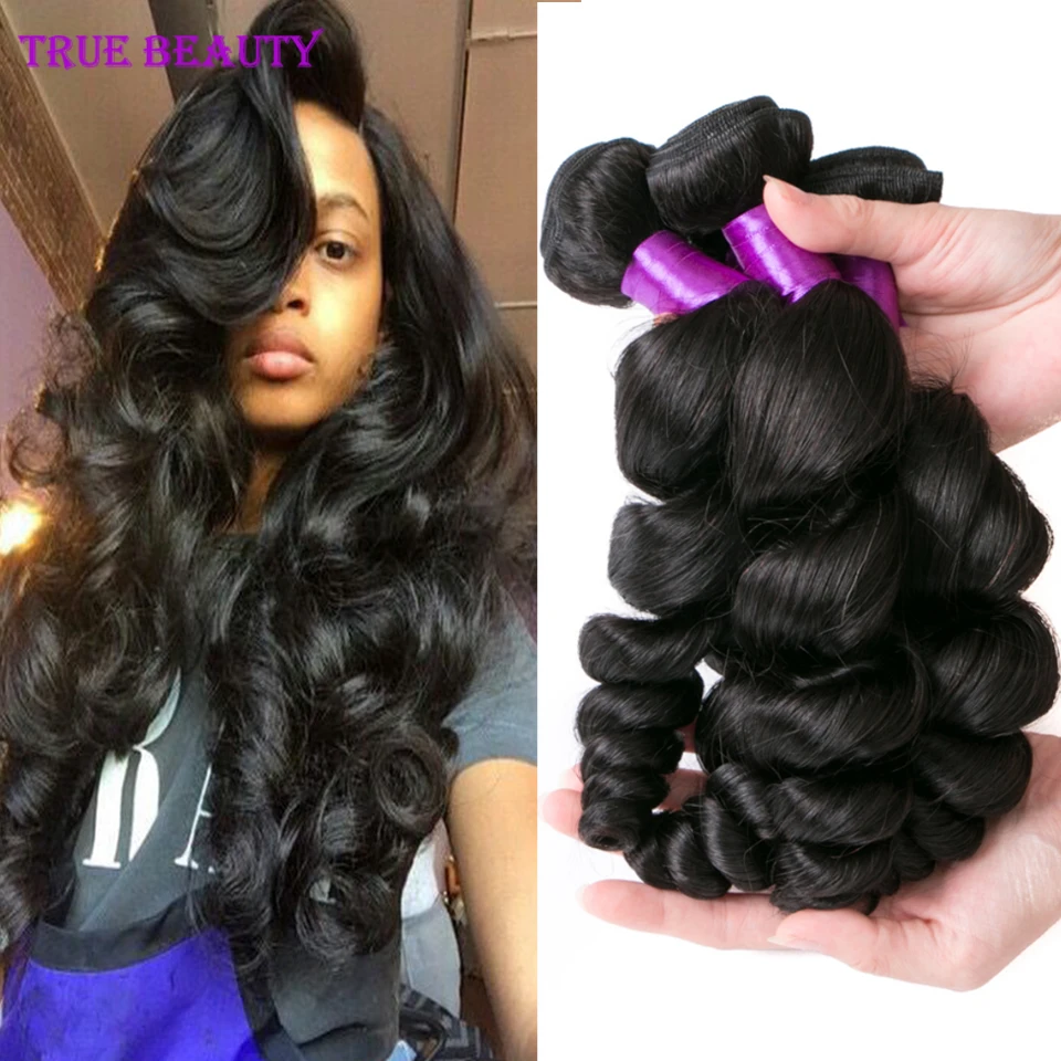 7A Peruvian Virgin Hair Loose Wave 3Bundles Annabelle Hair Loose Curly Virgin Hair Cheap Human Hair Bundles Peruvian Loose Wave