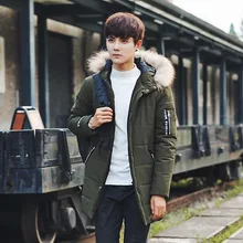 Тонкие однотонные мужские зимние парки, Свободные теплые куртки и пальто на молнии, длинная повседневная мужская одежда больших размеров