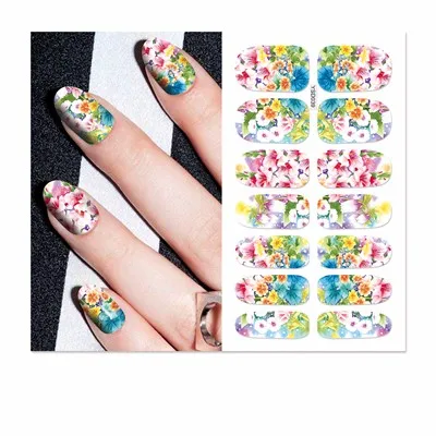YZWLE, 1 лист, на выбор, Цветущий цветок, полное покрытие, дизайн ногтей, переводные наклейки для ногтей