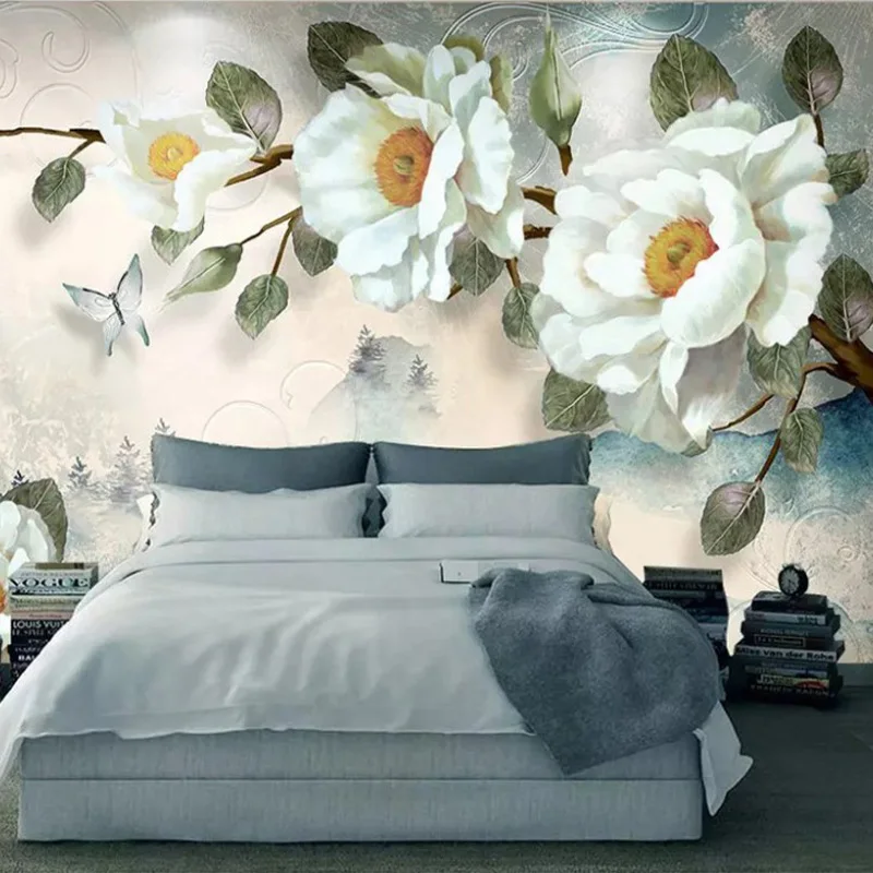 Custom 3d mural Large mural hand-painted floral wallpaper bedroom TV backdrop wallpaper American retro dark wall paper mural Custom 3d mural Large mural hand-painted floral wallpaper bedroom TV backdrop wallpaper American retro dark wall paper mural