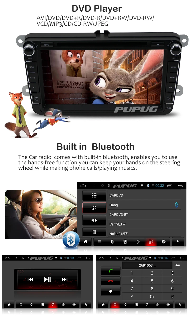 Cheap Android 5.1 Receiver Auto PC Stereo AMP Capacitive Map Car DVD Autoradio 4-Core OBD2 CanBus Radio GPS System For VW Volkswagen 4