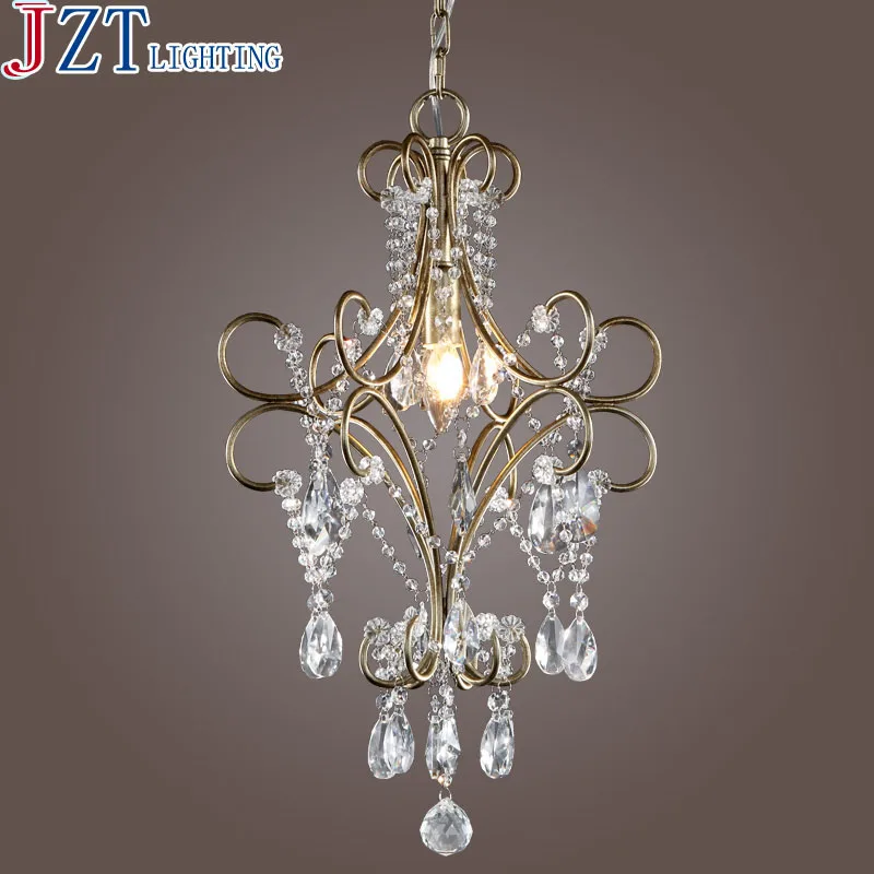 

T Luxury Crystal Pendant Light With E14 LED Bulbs American Country style Creative Lamps For Foye Iron Porch Light Diameter50cm