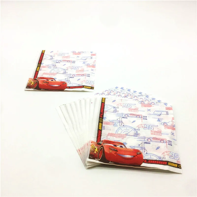 

10pcs/lot Disney Cars Theme Disposable Paper Tissue Wedding Family Party Birthday Party Lightning McQueen Paper Napkins Supplies