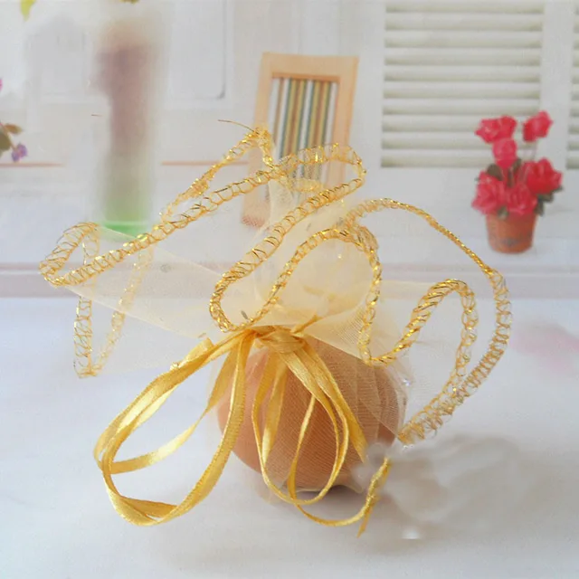26cm 100pcs Gold Candy Bags For Wedding Round Christmas Organza 26cm 100pcs Gold Candy Bags For Wedding Round Christmas Organza Gift Packaging Women Drawstring